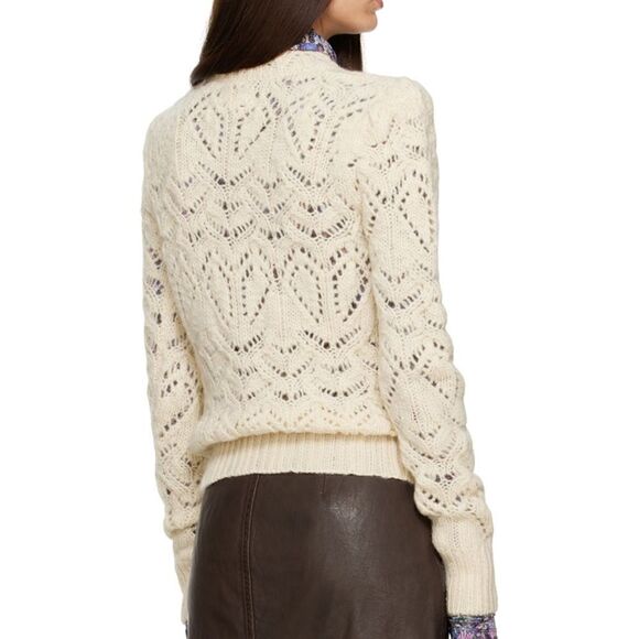 Isabel Marant Etoile Gali Cream Wool Long Sleeve Pullover Sweater Size 38 New - Picture 2 of 7